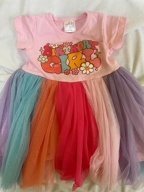 Birthday Girl Pink Multi-Color Tulle Dress